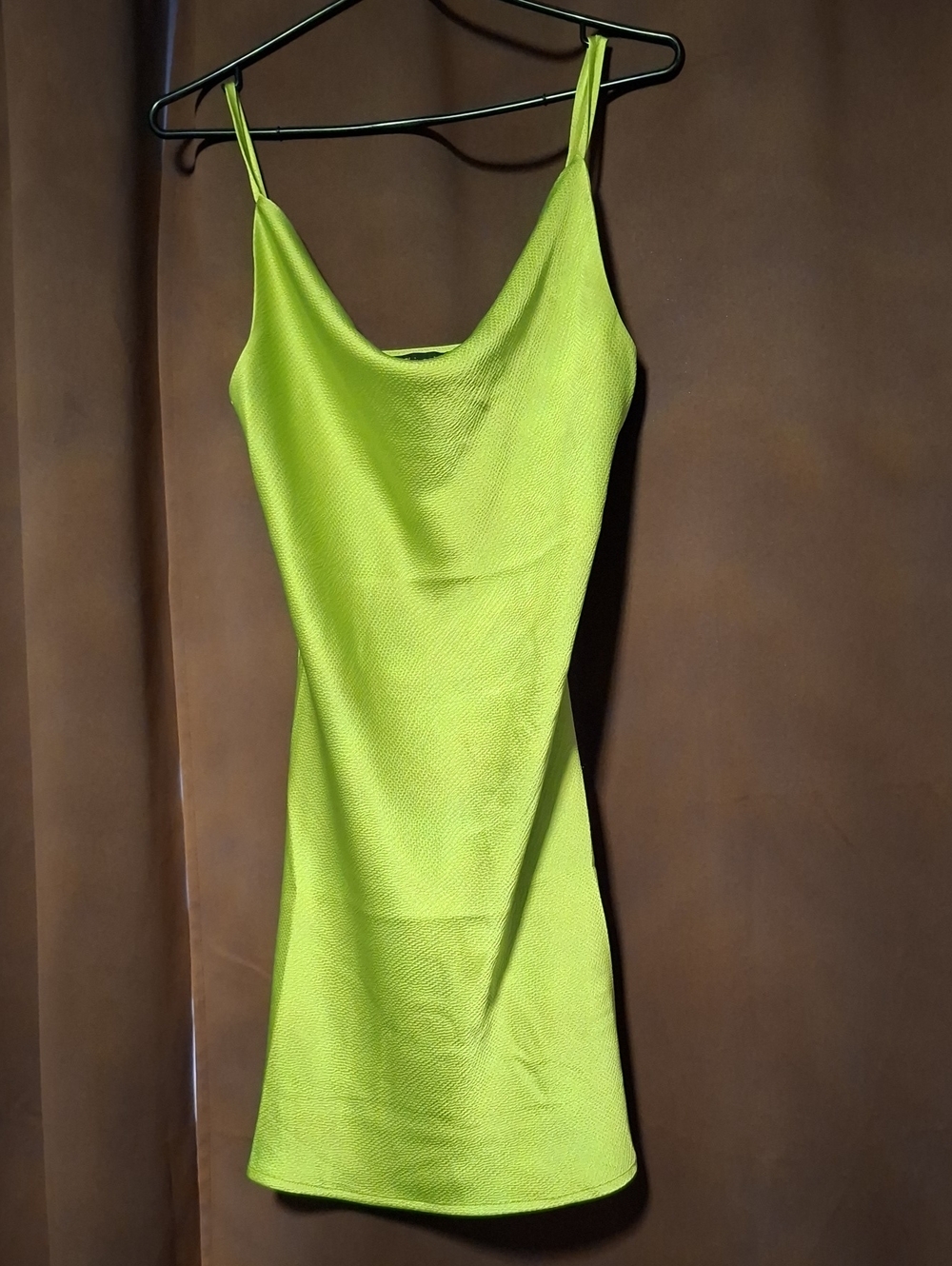 Shinestar Neon Lime Mini Slip‎ Dress